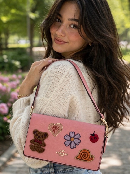 Coach Handbags - Coach Pink Leather Wallet with Embroidered Motifs